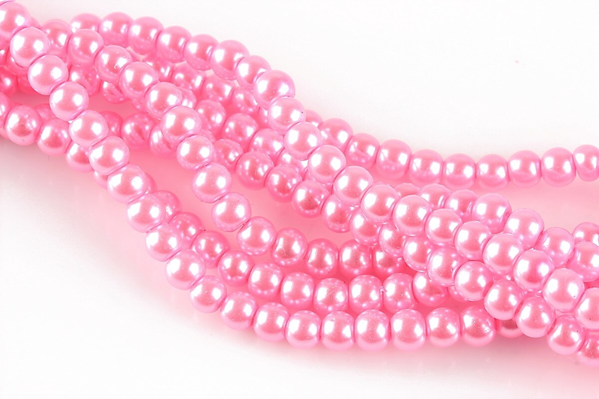 Perle de sticla, sfere 4mm - roz (100 buc.)