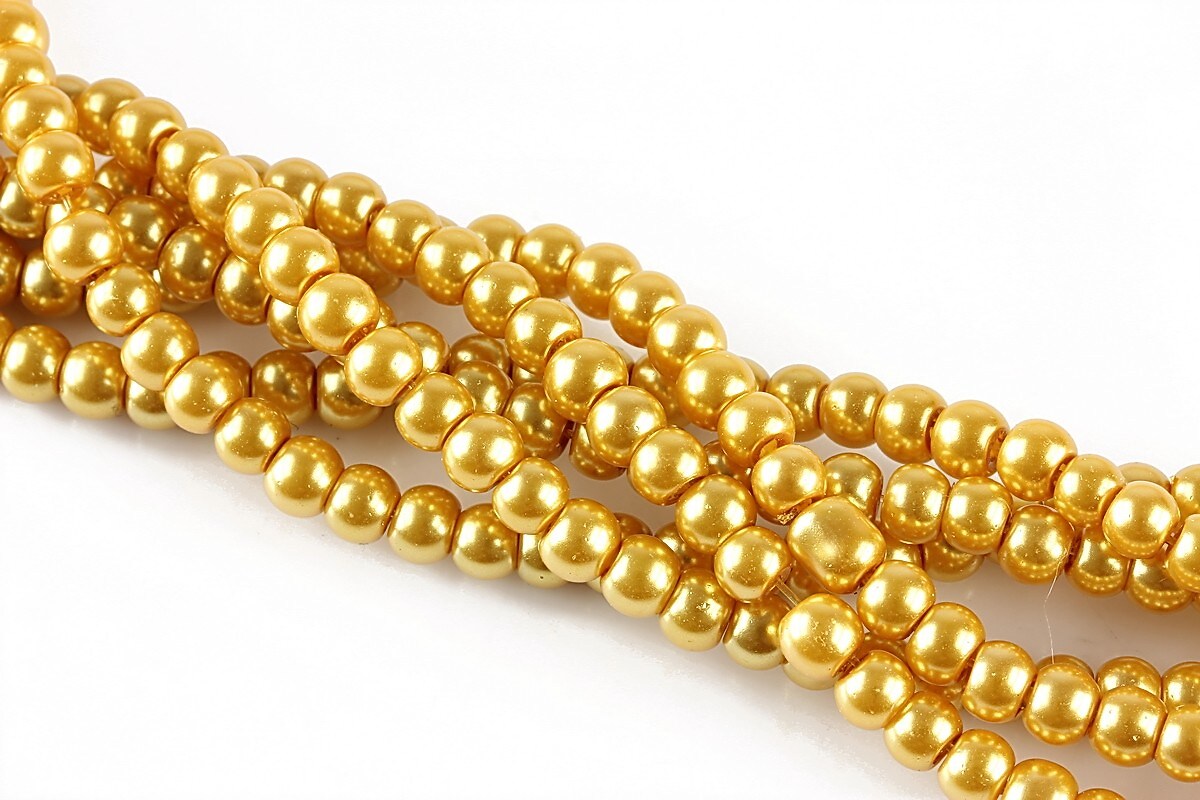 Perle de sticla, sfere 4mm - galben auriu (100 buc.)