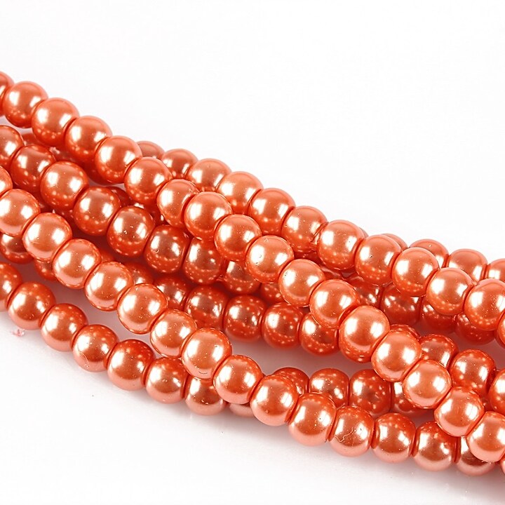 Perle de sticla, sfere 4mm - coral (100 buc.)