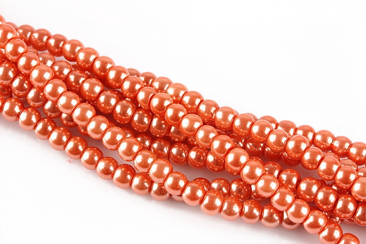 Perle de sticla, sfere 4mm - coral (100 buc.)