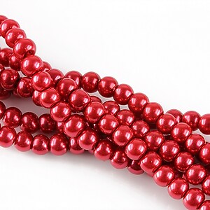 Perle de sticla, sfere 4mm - rosu inchis (100 buc.)