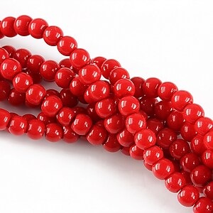 Perle de sticla, sfere 4mm - rosu opac (100 buc.)