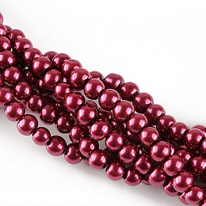 Perle de sticla, sfere 4mm - rosu burgundy (100 buc.)