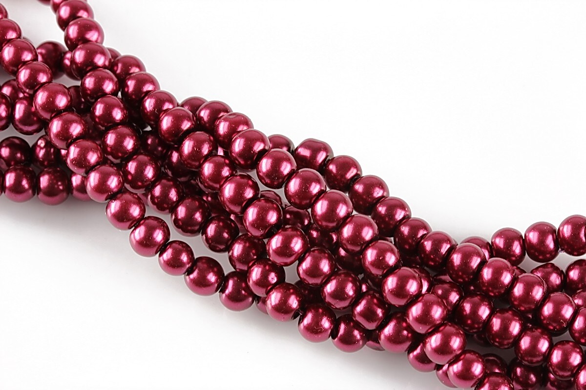 Perle de sticla, sfere 4mm - rosu burgundy (100 buc.)