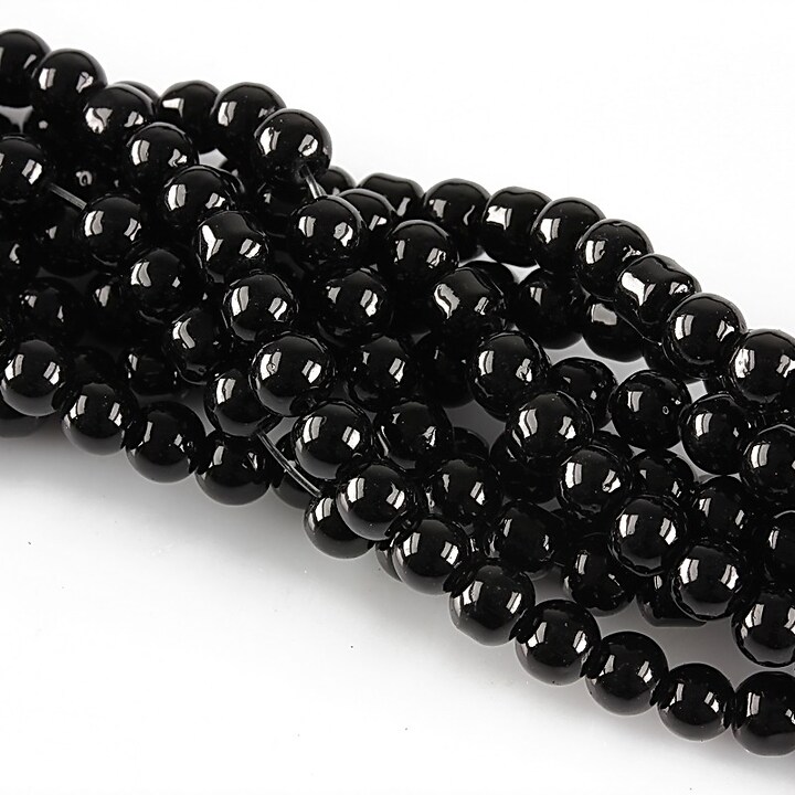 Perle de sticla, sfere 4mm - negru (100 buc.)
