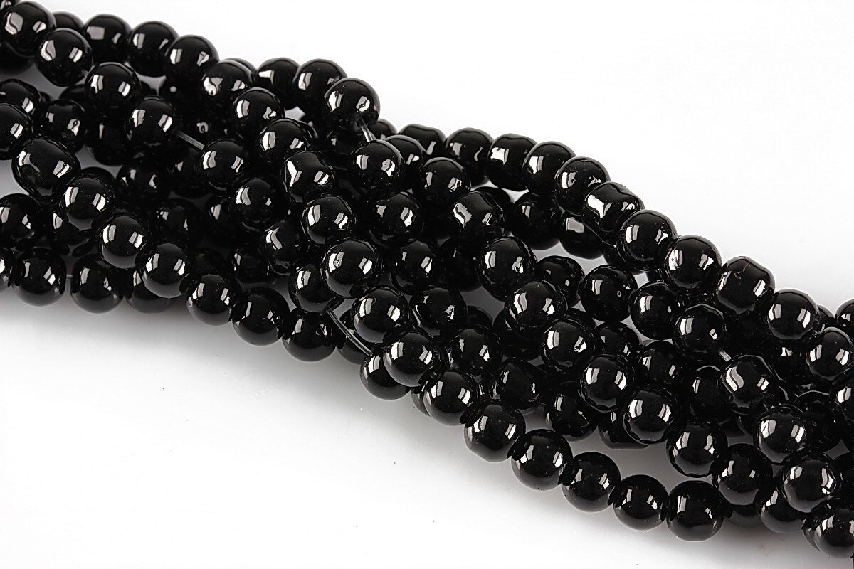 Perle de sticla, sfere 4mm - negru (100 buc.)