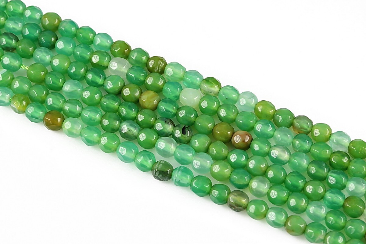 Agate fatetate sfere 4mm - verde