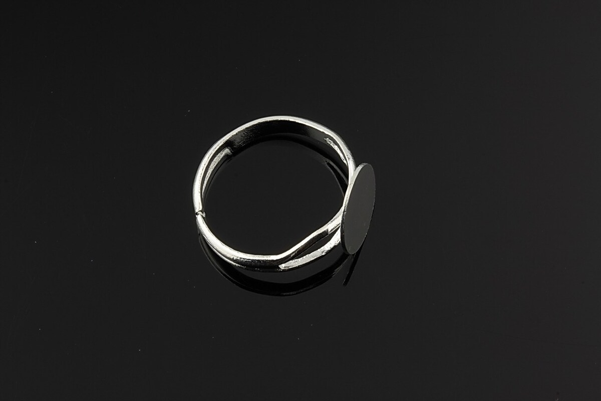Baza de inel argintie, reglabila, cu platou 10mm
