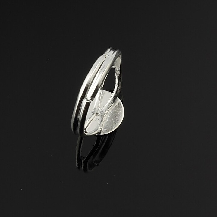 Baza de inel argintie, reglabila, cu platou 10mm