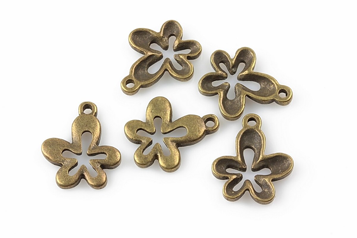 Charm bronz floare 17x15mm