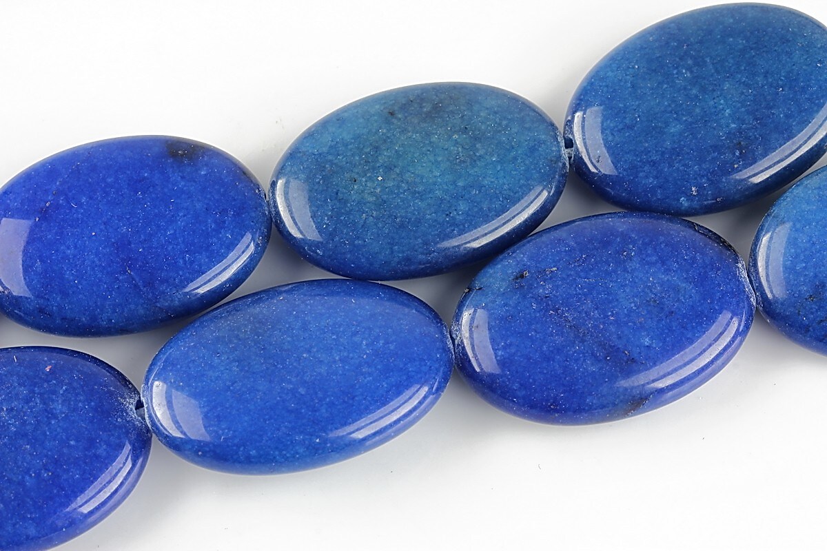 Jad oval 25x18mm - albastru denim