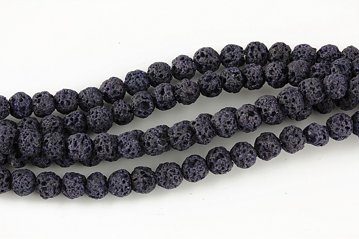 Margele lava mov indigo sfere 4mm (10 buc.)