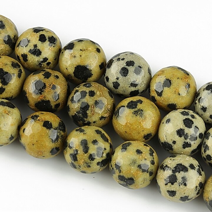 Jasp dalmatian galben sfere fatetate 10mm