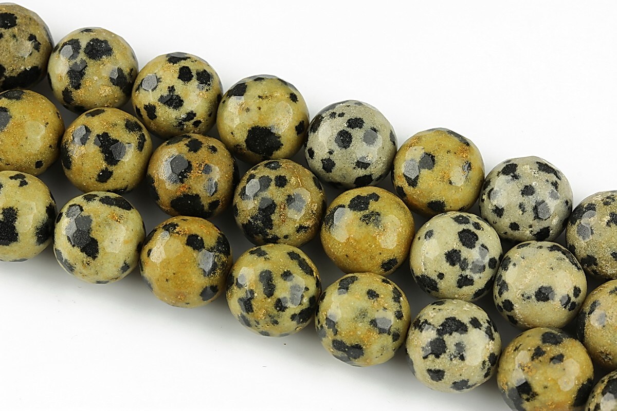 Jasp dalmatian galben sfere fatetate 10mm