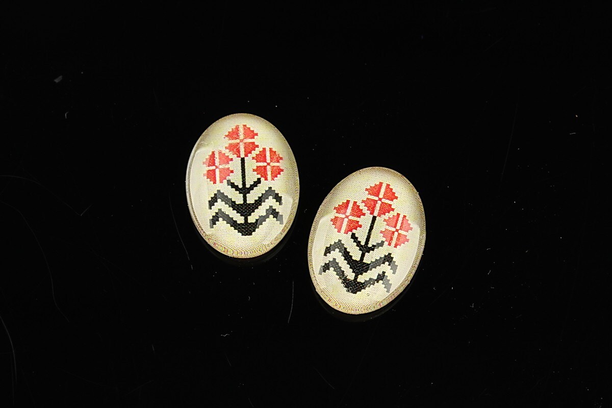 Cabochon sticla 18x13mm "Folclor" cod 1052