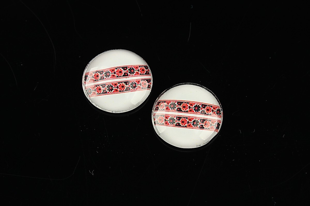 Cabochon sticla 16mm "Folclor" cod 1079