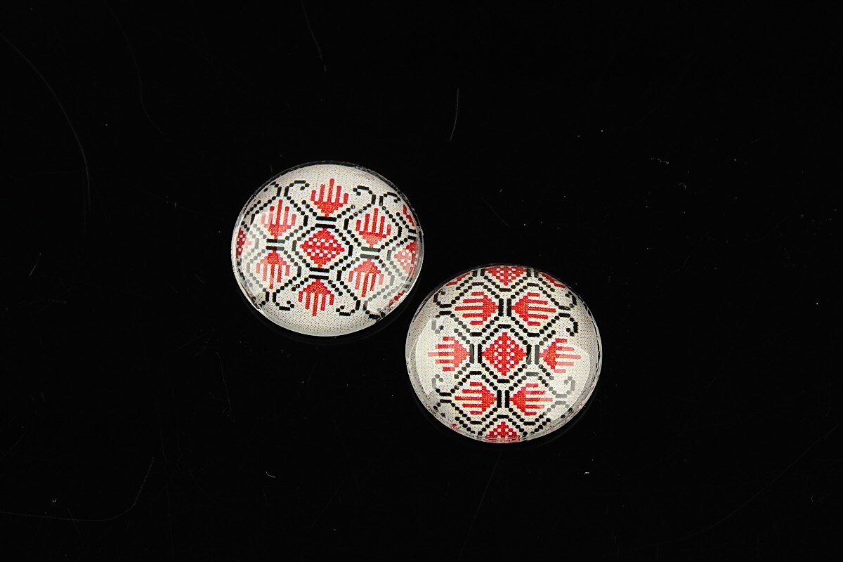 Cabochon sticla 16mm "Folclor" cod 1081