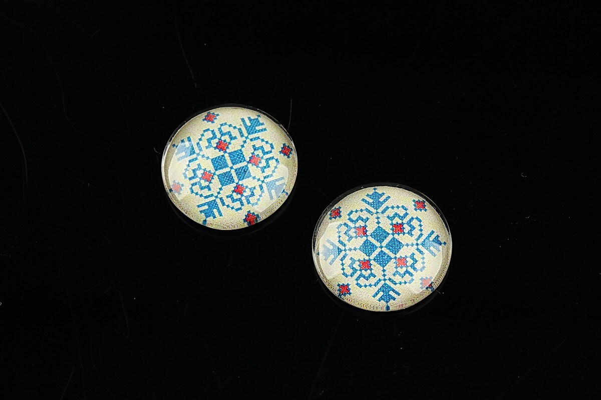 Cabochon sticla 16mm "Folclor" cod 1086