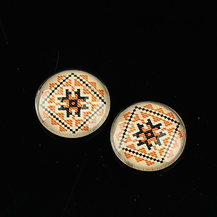 Cabochon sticla 16mm "Folclor" cod 1089