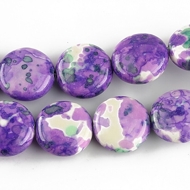 Flower jade banuti 14mm - violet - verde