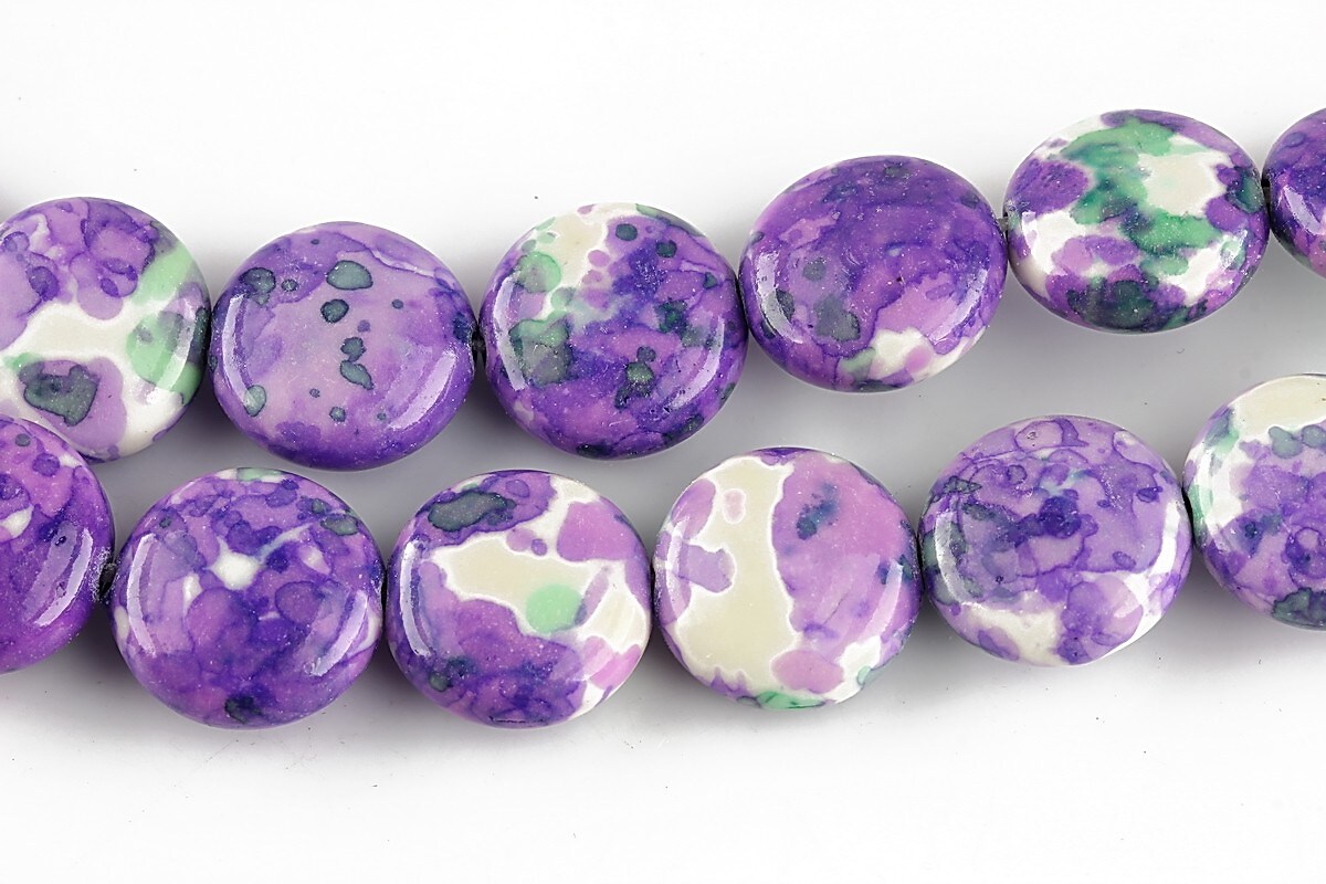 Flower jade banuti 14mm - violet - verde