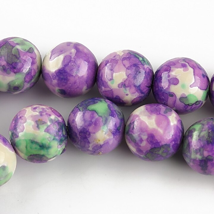 Flower jade inima 12mm - violet - verde