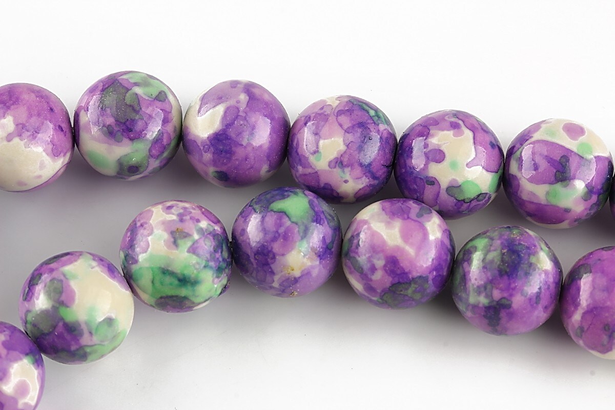 Flower jade inima 12mm - violet - verde