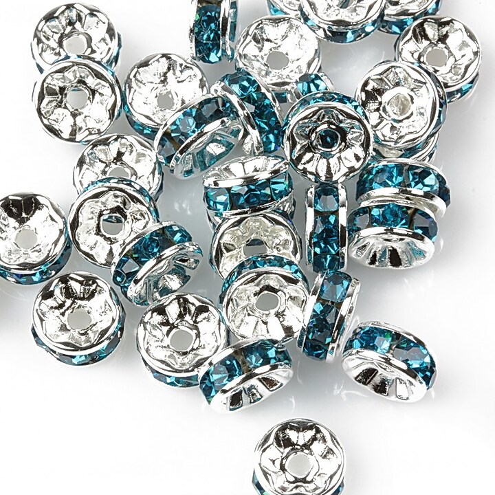 Distantiere cu rhinestone turcoaz 4x8mm