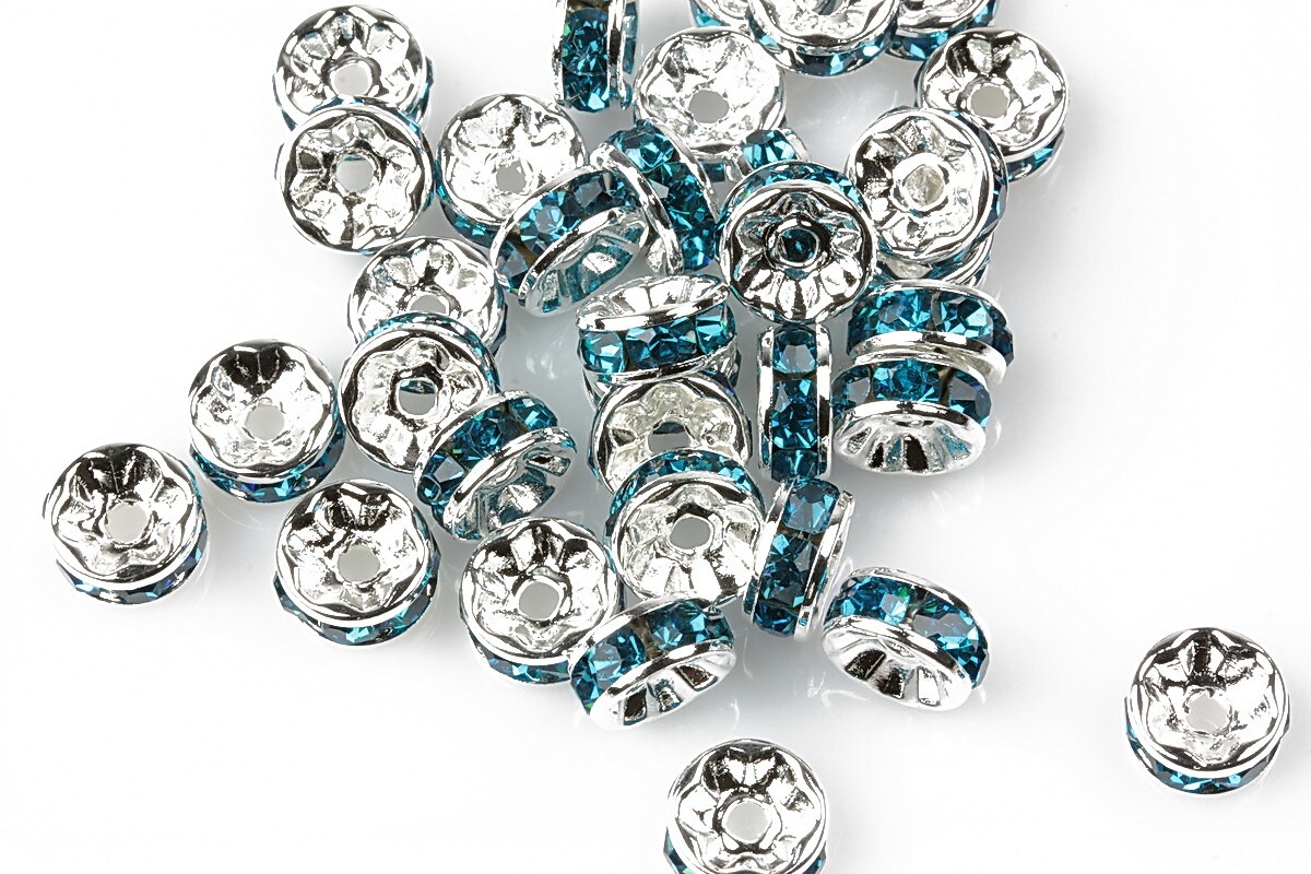 Distantiere cu rhinestone turcoaz 4x8mm