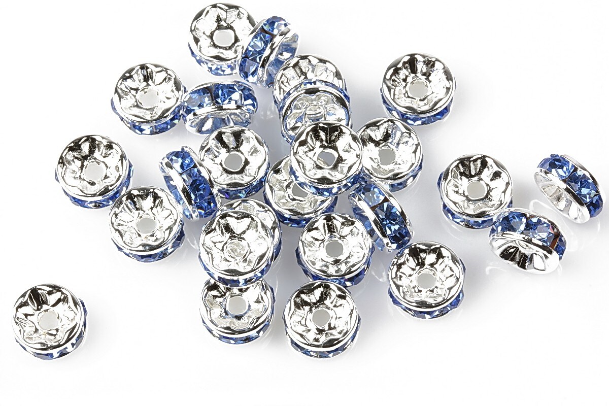 Distantiere cu rhinestone albastre 4x8mm