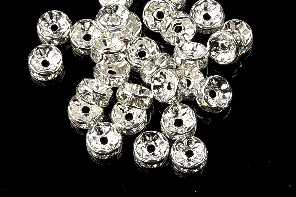 Distantiere cu rhinestone albe 4x8mm