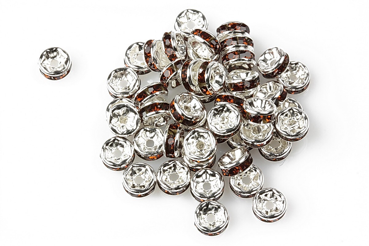 Distantiere cu rhinestone maro 2,5x6mm