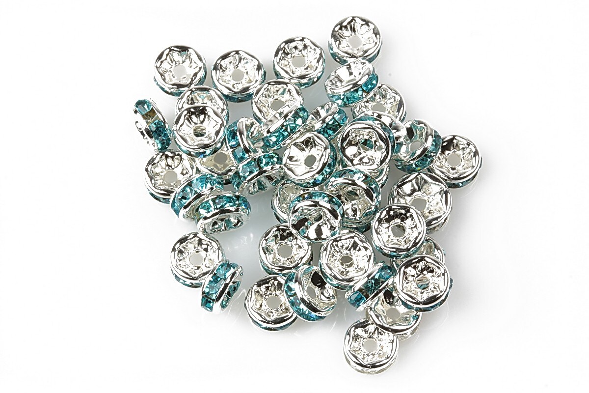 Distantiere cu rhinestone turcoaz 2,5x6mm