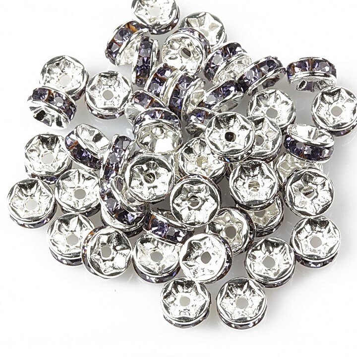 Distantiere cu rhinestone mov 2,5x6mm