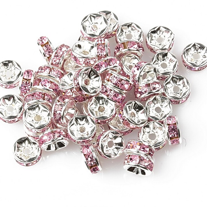 Distantiere cu rhinestone roz 2,5x6mm