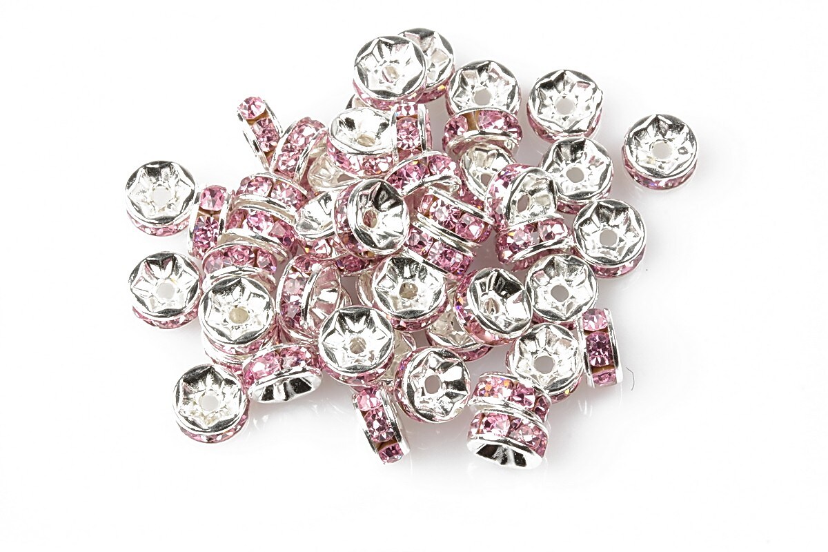 Distantiere cu rhinestone roz 2,5x6mm