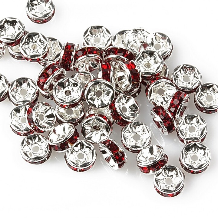 Distantiere cu rhinestone rosu inchis 2,5x6mm