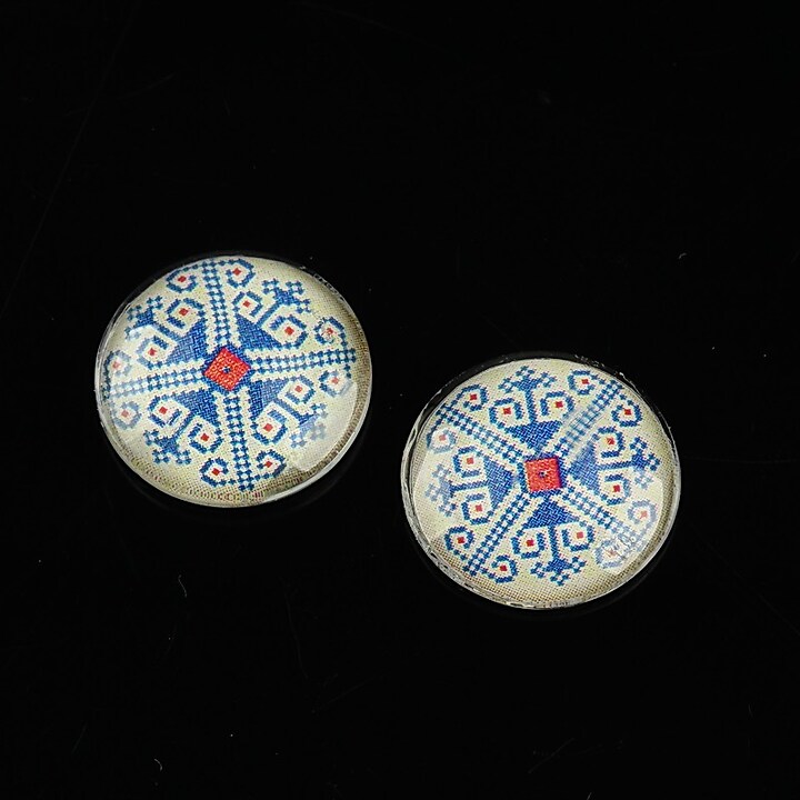 Cabochon sticla 16mm "Folclor" cod 1090