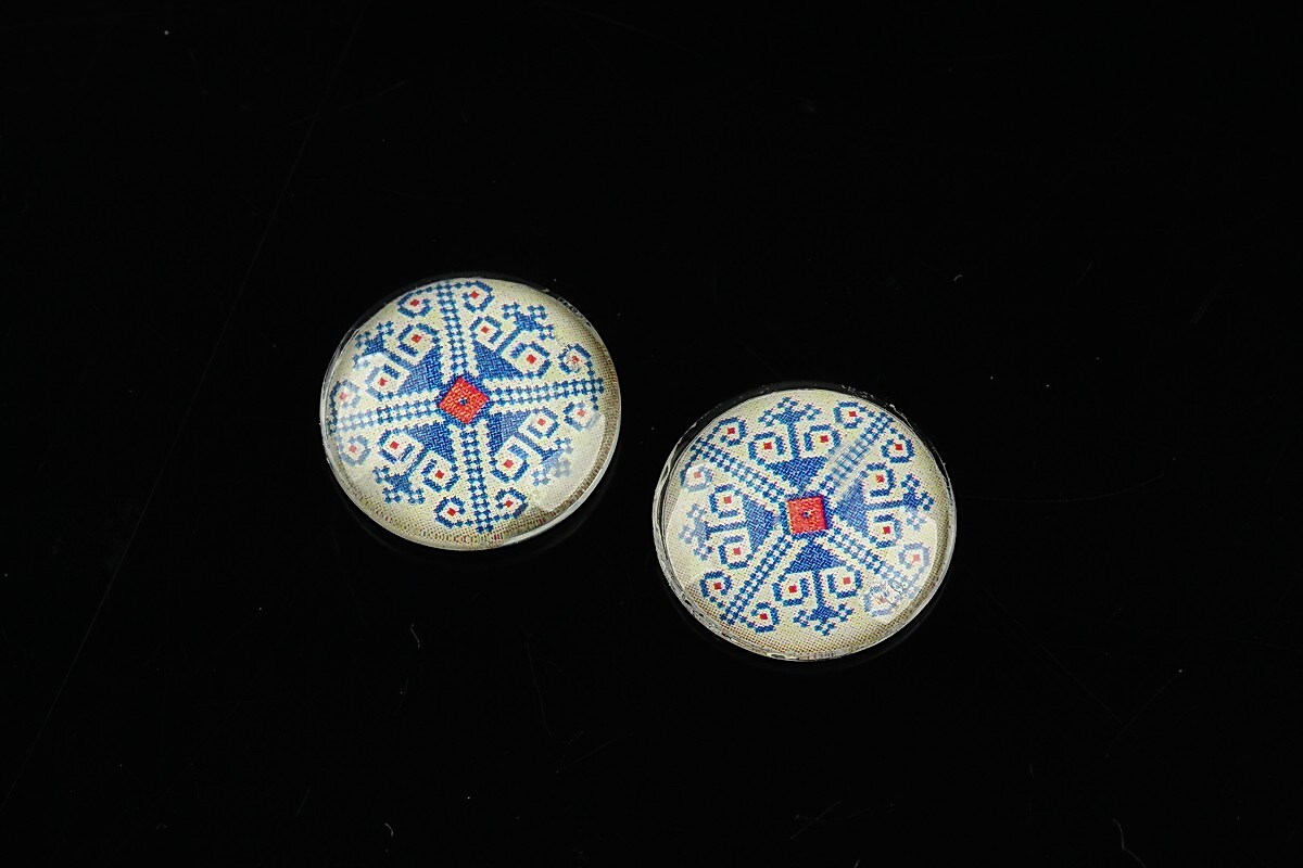 Cabochon sticla 16mm "Folclor" cod 1090