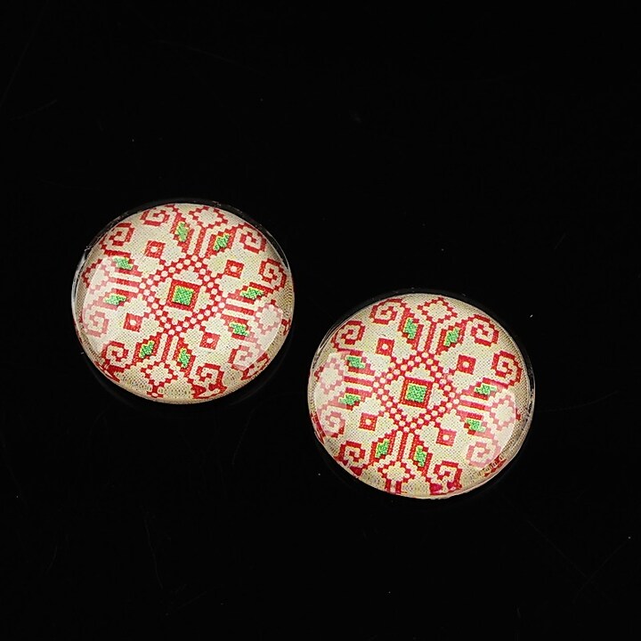 Cabochon sticla 16mm "Folclor" cod 1085