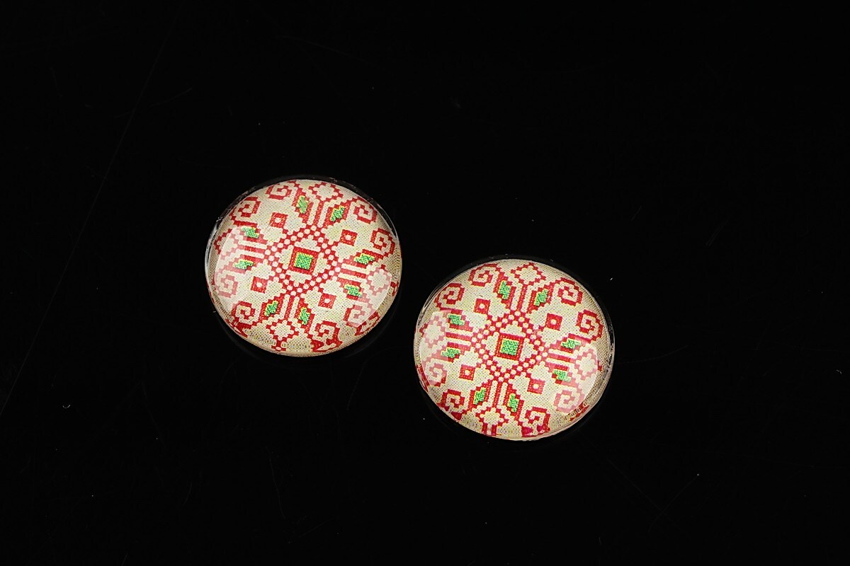 Cabochon sticla 16mm "Folclor" cod 1085