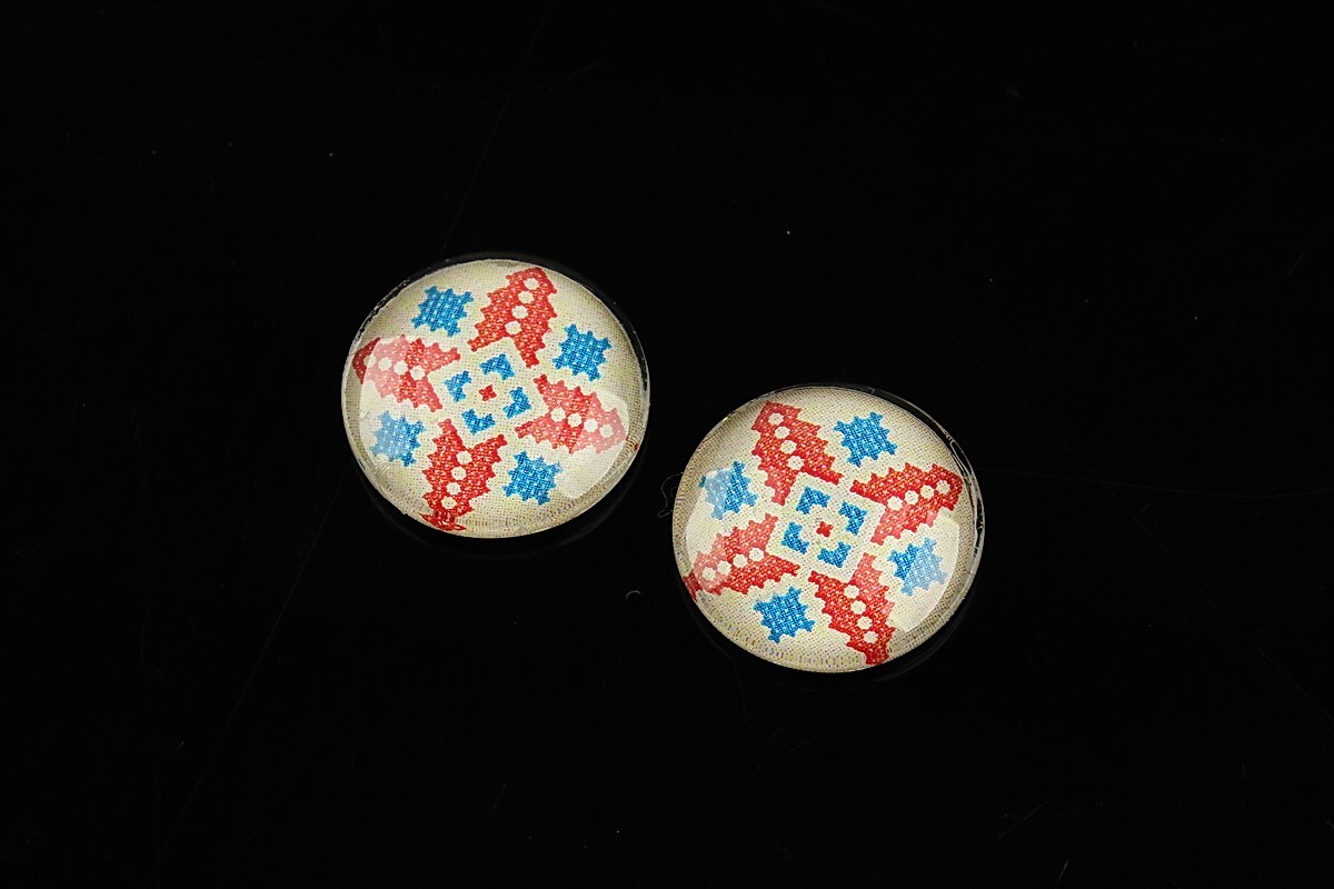 Cabochon sticla 16mm "Folclor" cod 1088