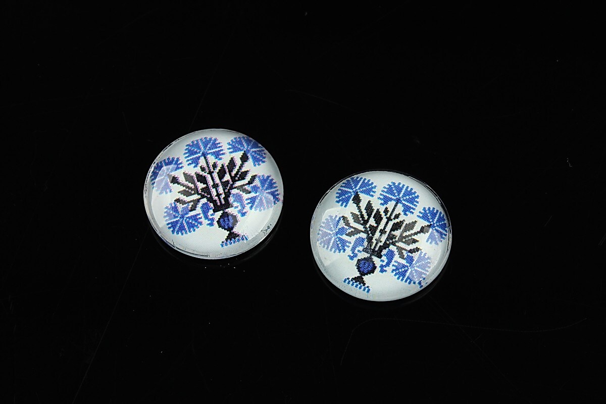 Cabochon sticla 16mm "Folclor" cod 1078