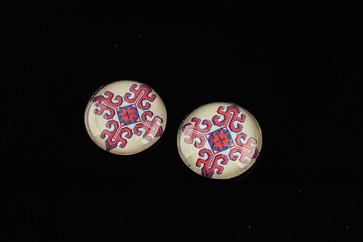 Cabochon sticla 16mm "Folclor" cod 1092