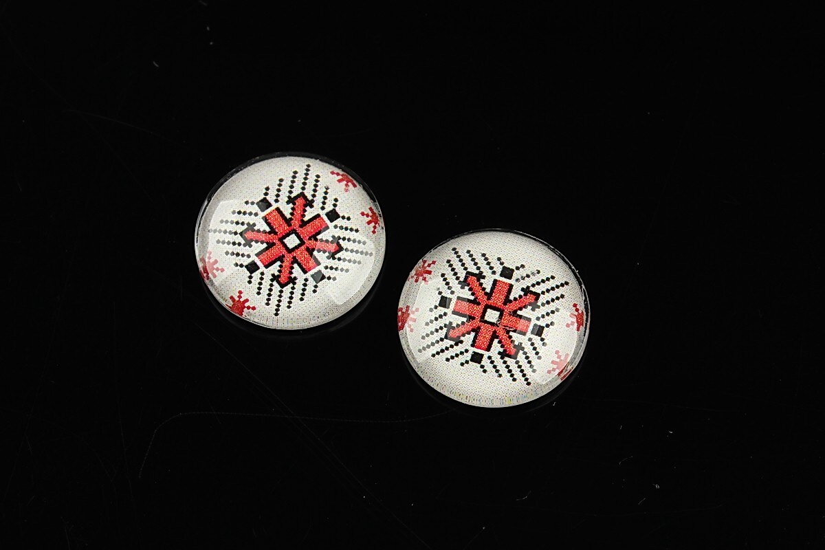 Cabochon sticla 16mm "Folclor" cod 1080