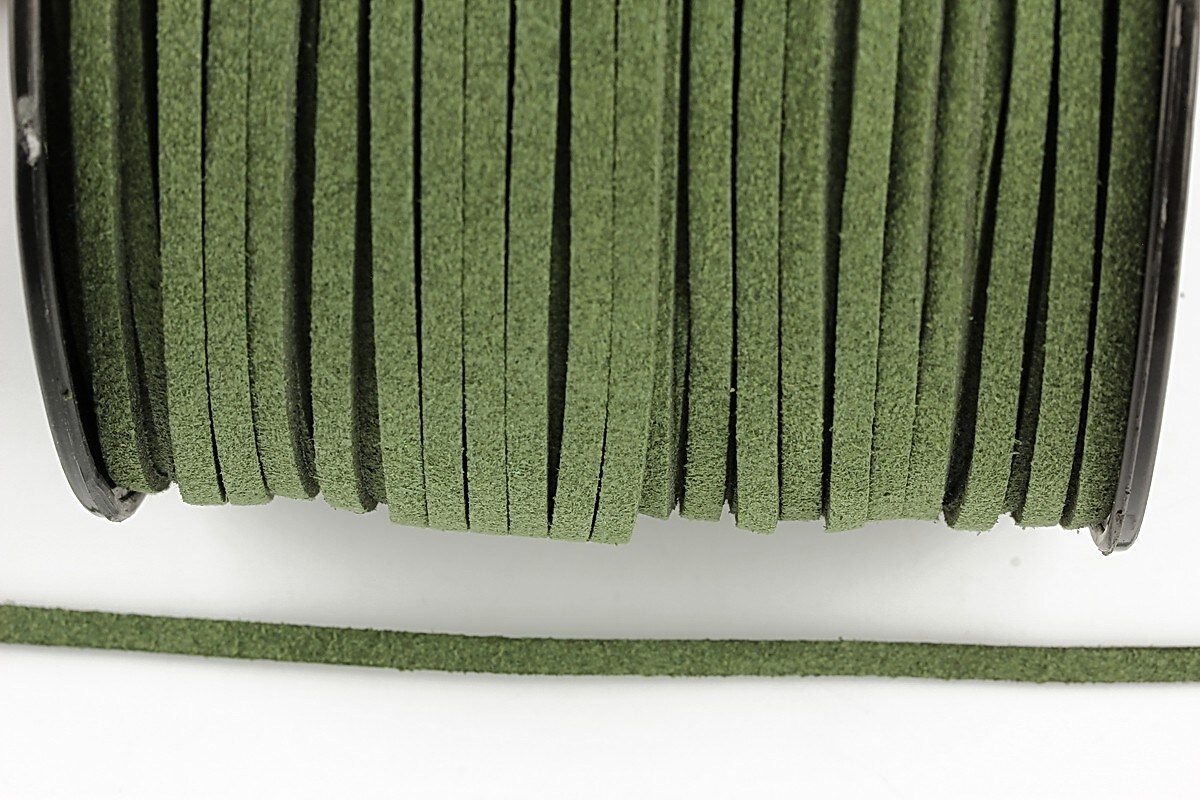 Snur suede (imitatie piele intoarsa) 3x1mm (5m) - verde olive