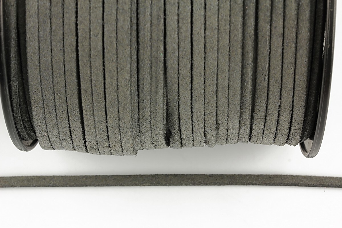 Snur suede (imitatie piele intoarsa) 3x1mm (5m) - gri inchis