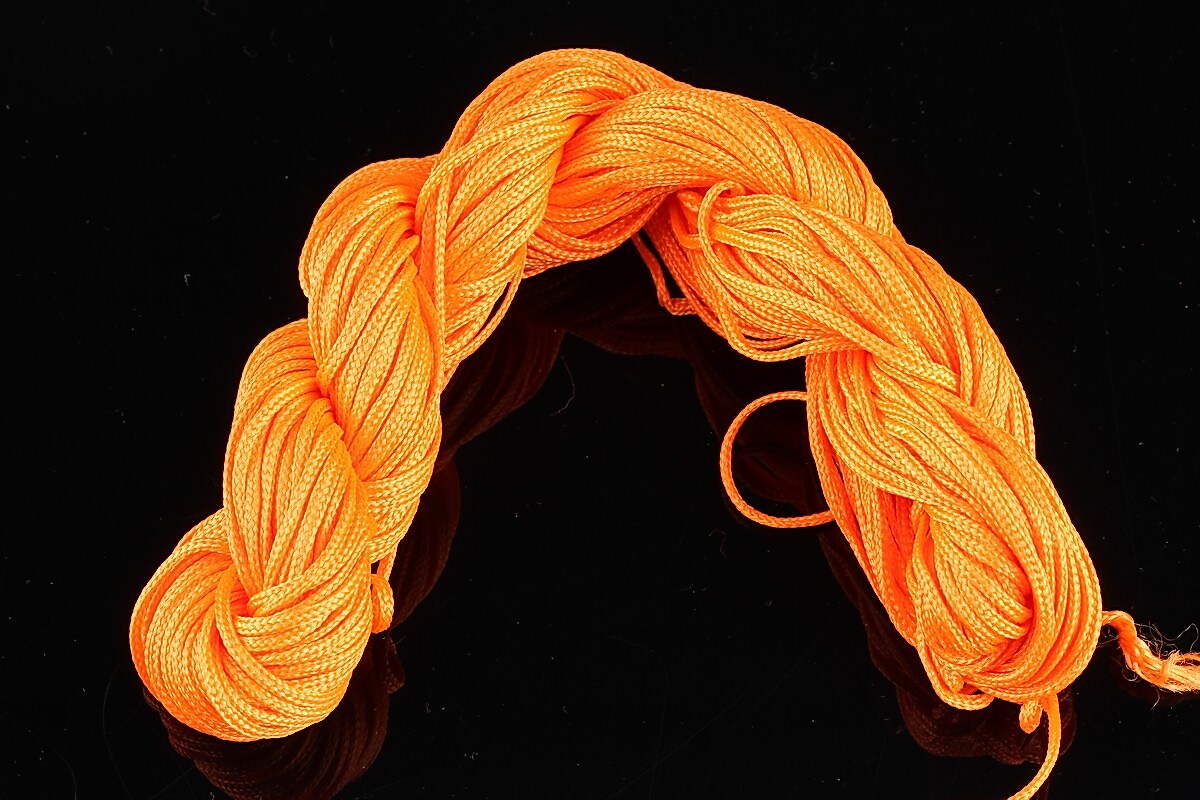Ata nylon, grosime 1mm, aprox. 20-22m, portocaliu neon