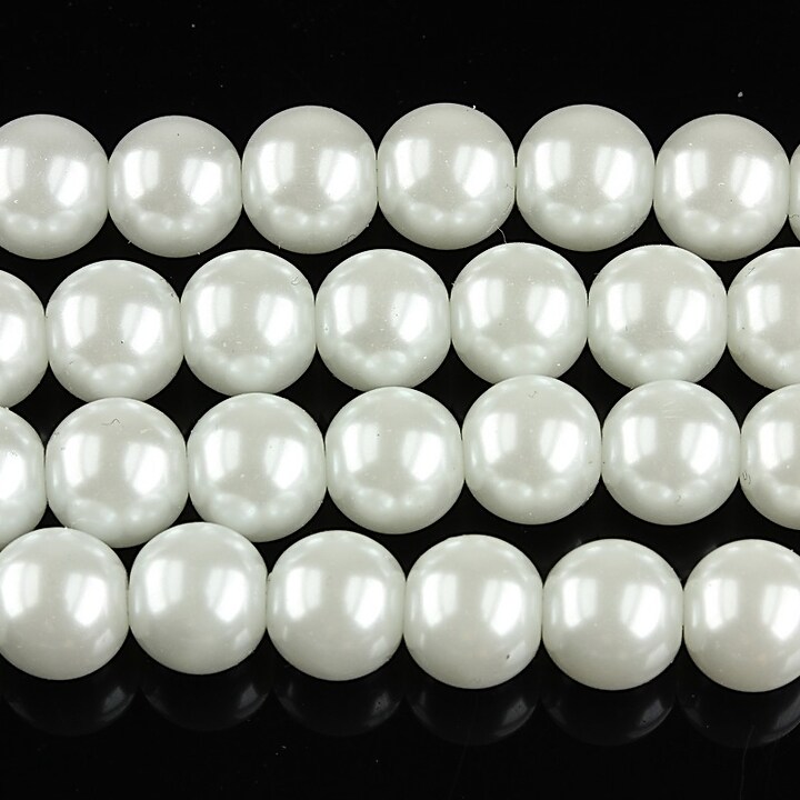 Sirag perle de sticla lucioase, sfere 8mm - alb
