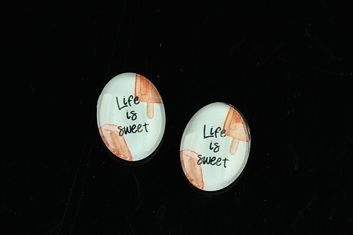 Cabochon sticla 18x13mm "Summer" cod 1108